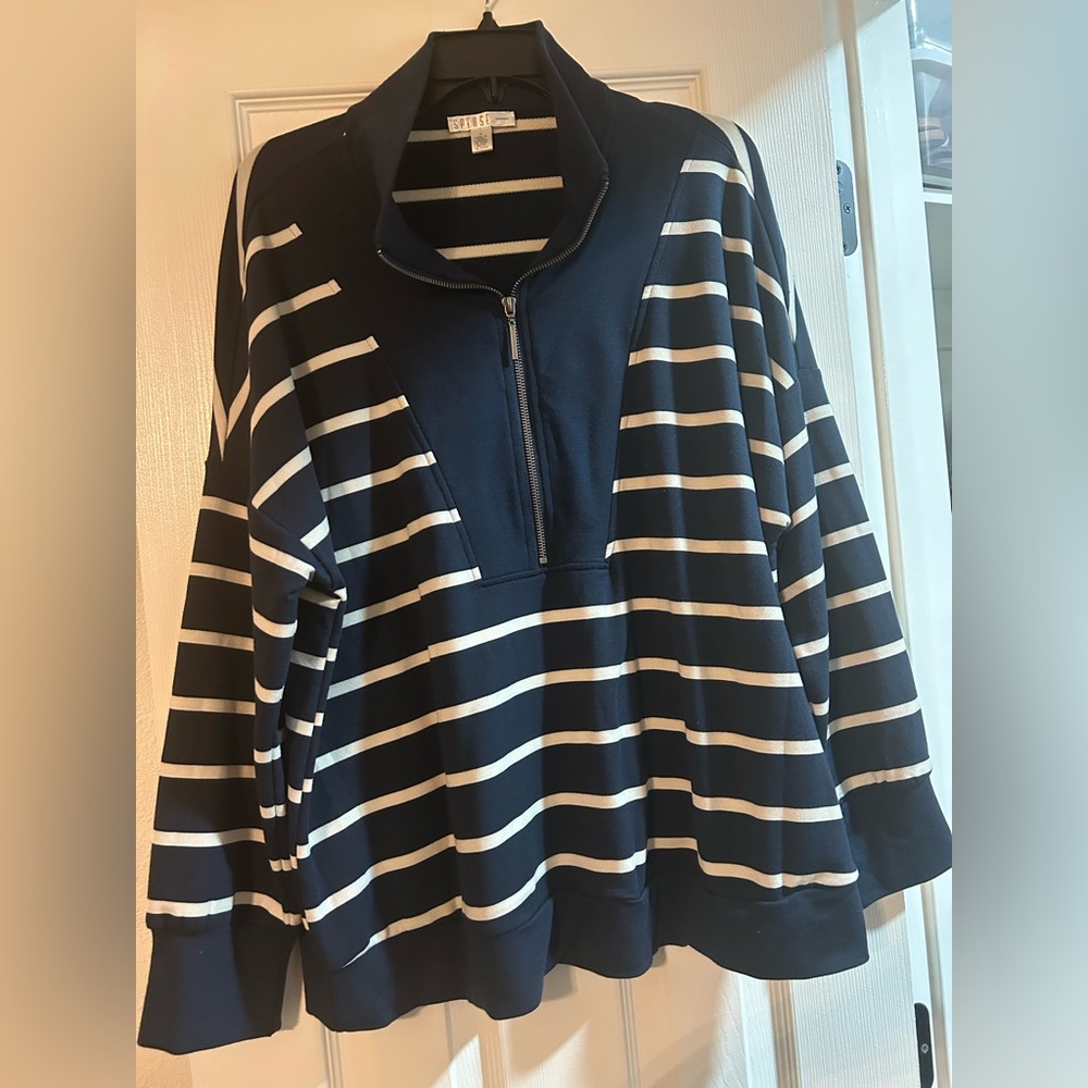 Spense Black and White Striped Top